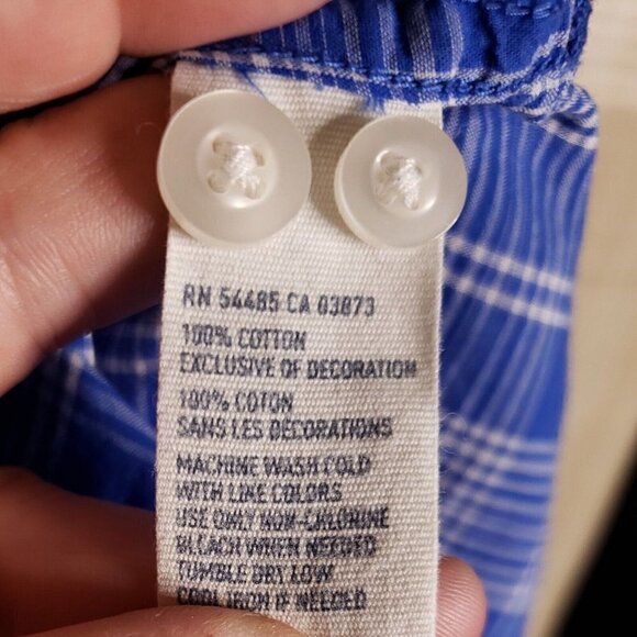 American Eagle Women's Thin Blue 3/4 Sleeve Button Down Shirt 2 - Picture 5 of 5